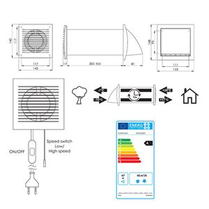 Europlast EER100WP - Εναλλάκτης Θερμότητας Αέρα με καλώδιο/φις και διακόπτη