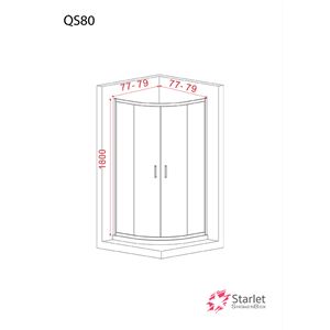 Καμπίνα Ντουζιέρας - Starlet QS80 - Γωνιακή Ημικυκλική 80x80x180 Clear 